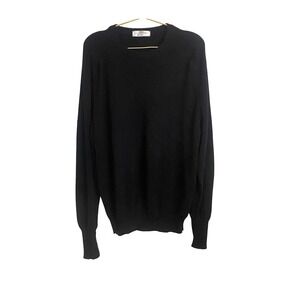 St Michael Lambswool Mens Sweater 42 Black Crew Neck Pure New Wool Made in UK